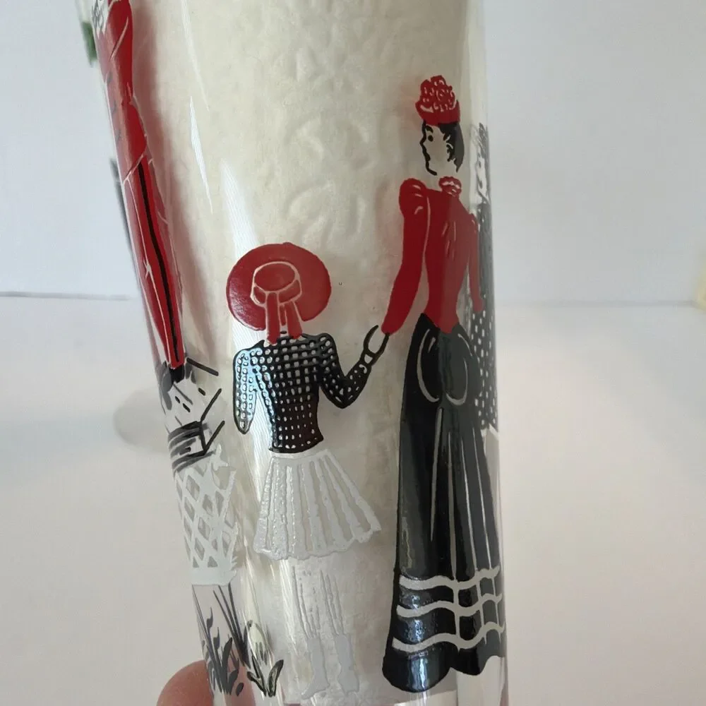Vintage Stemmed Beer Pilsner Glasses Pair Musicians Band Retro MCM Barware Pub